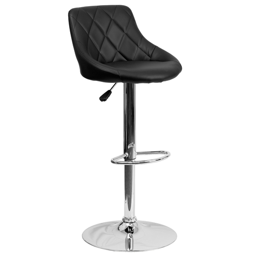 Flash Furniture CH-82028A-BK-GG Black Vinyl with Contemporary Style Chrome Base Swivel Bar Stool
