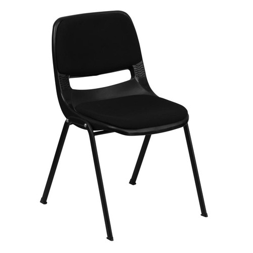 Flash Furniture RUT-EO1-01-PAD-GG Black Padded Seat and Back Hercules Series Ergonomic Shell Stacking Chair
