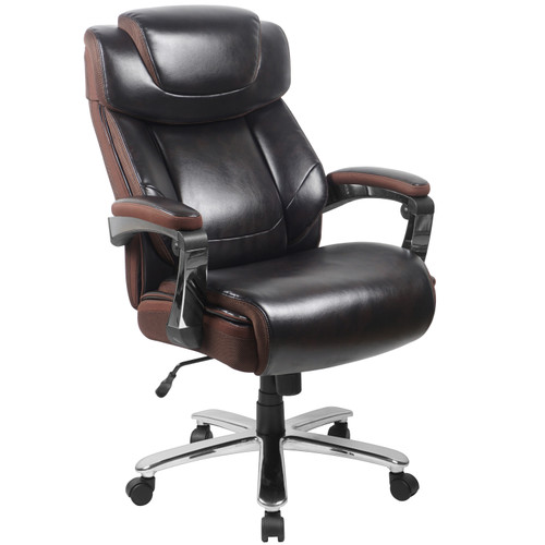 Flash Furniture GO-2223-BN-GG Brown Bonded Leather Padded Arms High Back Design Hercules Series Big & Tall Executive Swivel Office Chair