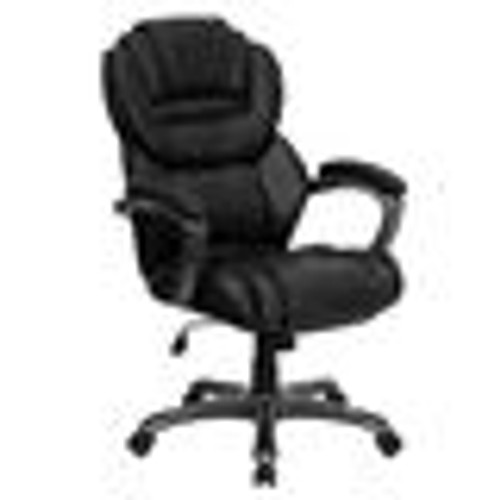 Flash Furniture GO-901-BK-GG Black Bonded Leather Padded Arms High Back Design Executive Swivel Office Chair