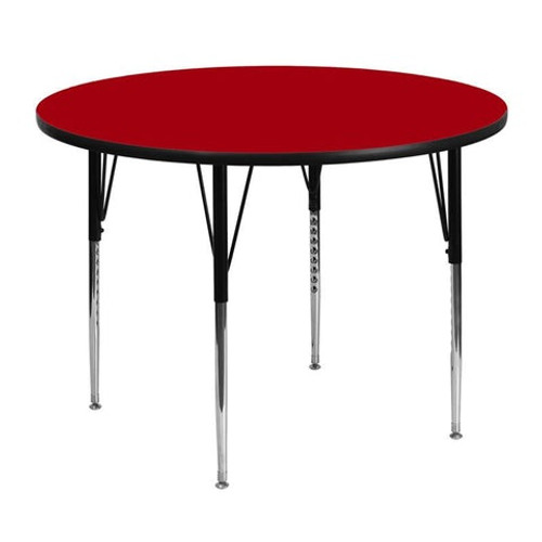 Flash Furniture XU-A48-RND-RED-T-A-GG 48" Dia. Round 21.12" - 30.12" Adjustable Height Red Activity Table