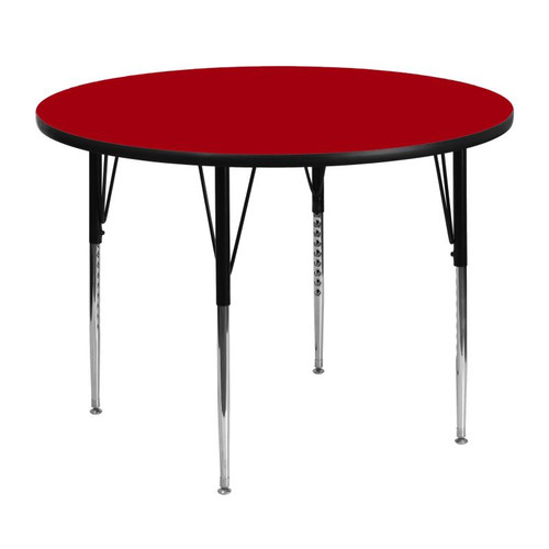 Flash Furniture XU-A48-RND-RED-T-A-GG 48" Dia. Round 21.12" - 30.12" Adjustable Height Red Activity Table