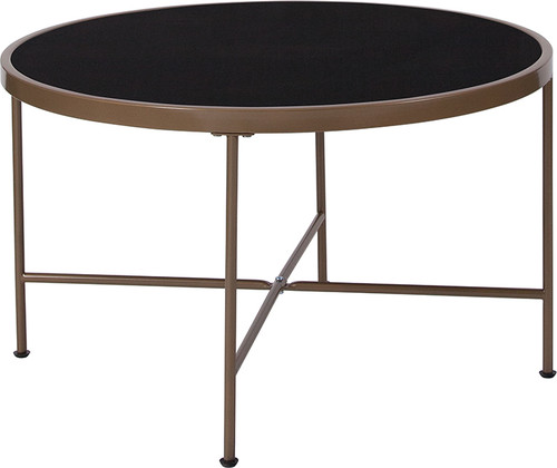 Flash Furniture NAN-JN-21751CT-GG Black Tempered Glass with Matte Gold Powder Coated Frame Finish Astoria Collection Coffee Table