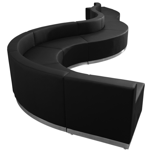 Flash Furniture ZB-803-560-SET-BK-GG Black LeatherSoft with Brushed Stainless Steel Base Modular Hercules Alon Series Reception Configuration