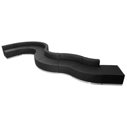 Flash Furniture ZB-803-560-SET-BK-GG Black LeatherSoft with Brushed Stainless Steel Base Modular Hercules Alon Series Reception Configuration