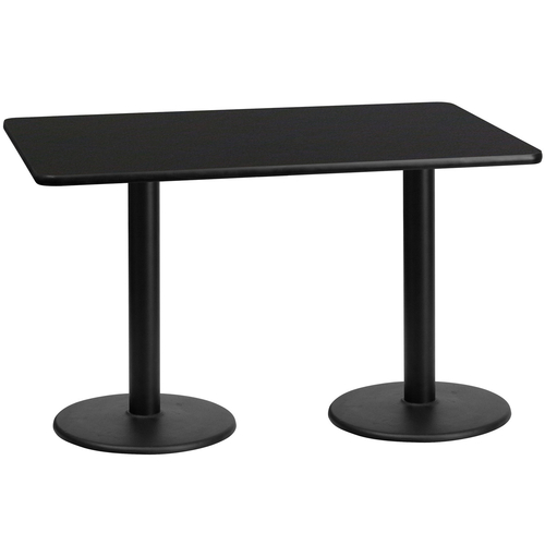 Flash Furniture XU-BLKTB-3060-TR18-GG 60"W x 30"D x 31-1/8"H Melamine Core Cast Iron Columns With Black Powder Coated Finish Rectangular Dining Height Table