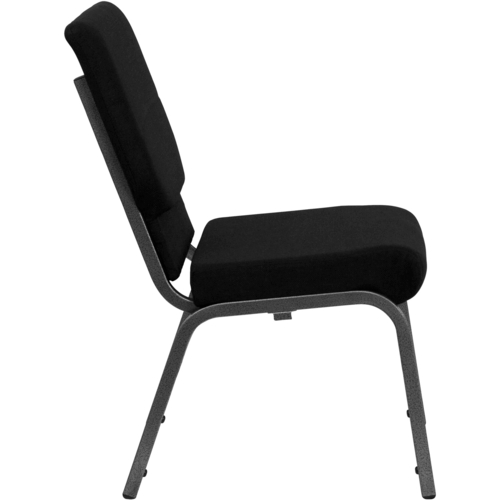 Flash Furniture XU-CH-60096-BK-SV-GG Black 19" Width Silver Vein Frame Finish Hercules Series Stacking Church Chair