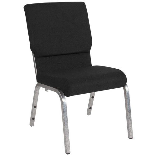 Flash Furniture XU-CH-60096-BK-SV-GG Black 19" Width Silver Vein Frame Finish Hercules Series Stacking Church Chair