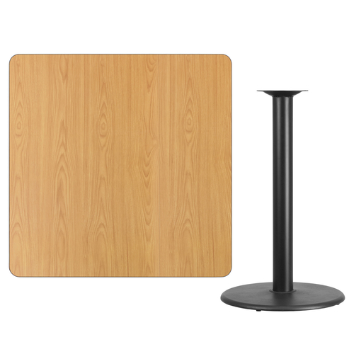 Flash Furniture XU-NATTB-4242-TR24B-GG Natural Laminate Square Top PVC T-Mold Edge Table