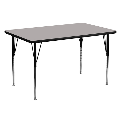 Flash Furniture XU-A3060-REC-GY-H-A-GG 60" W x 30" D x 21.25" - 30.25" Adjustable Height Rectangular Gray Activity Table