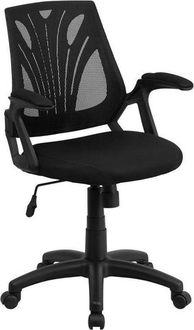 Flash Furniture GO-WY-82-GG Black Mesh Padded Arms Mid Back Design Swivel Task Chair