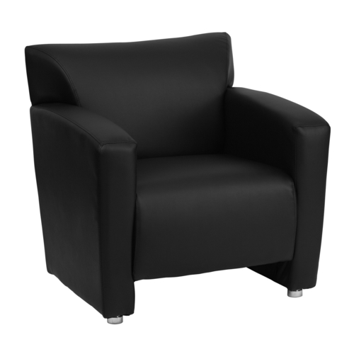 Flash Furniture 222-1-BK-GG Black LeatherSoft Upholstery Seat and Back Hercules Majesty Series Reception Chair