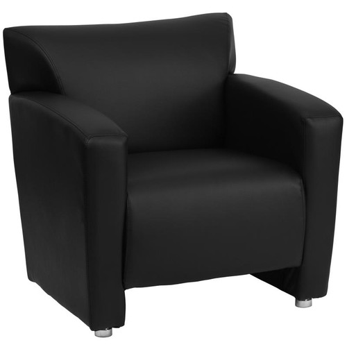 Flash Furniture 222-1-BK-GG Black LeatherSoft Upholstery Seat and Back Hercules Majesty Series Reception Chair