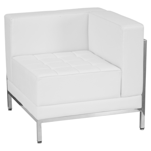 Flash Furniture ZB-IMAG-RIGHT-CORNER-WH-GG White LeatherSoft Upholstery Seat and Back Hercules Imagination Series Right Corner Chair
