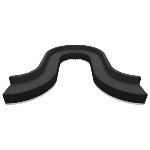 Flash Furniture ZB-803-450-SET-BK-GG Black LeatherSoft with Brushed Stainless Steel Base Modular Hercules Alon Series Reception Configuration