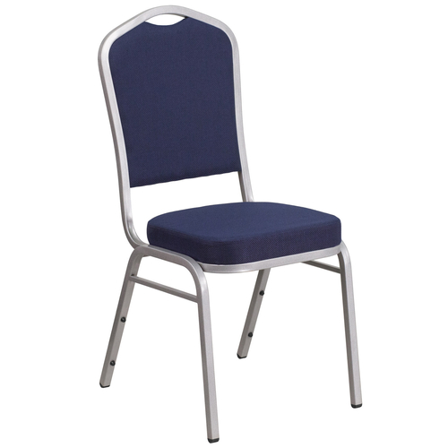 Flash Furniture FD-C01-S-2-GG Navy Blue Fabric Upholstered Silver Powder Coated Frame Finish Hercules Series Stacking Banquet Chair
