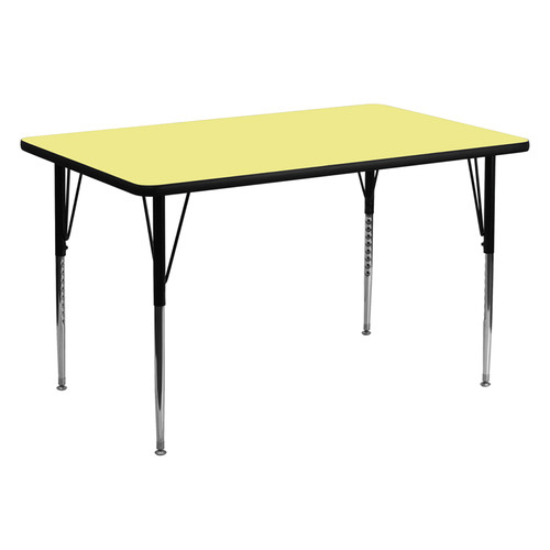 Flash Furniture XU-A3060-REC-YEL-T-A-GG 60" W x 30" D x 21.12" - 30.12" Adjustable Height Rectangular Yellow Activity Table