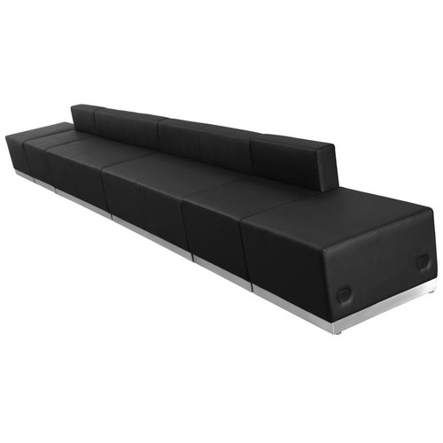 Flash Furniture ZB-803-640-SET-BK-GG Black LeatherSoft with Brushed Stainless Steel Base Modular Hercules Alon Series Reception Configuration