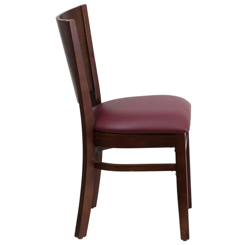 Flash Furniture XU-DG-W0094B-WAL-BURV-GG Solid Wood Back Burgundy Vinyl Upholstered Seat Lacey Series Restaurant Chair