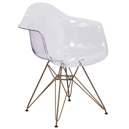 Flash Furniture FH-132-CPC1-GG 24" W x 24" D x 31.75" H Transparent Crystal Contour Allure Series Arm Chair