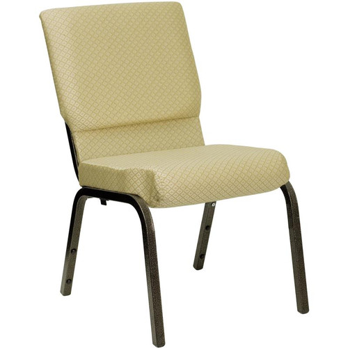 Flash Furniture XU-CH-60096-BGE-GG Beige 19" Width Gold Vein Frame Finish Hercules Series Stacking Church Chair
