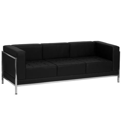 Flash Furniture ZB-IMAG-SOFA-GG Black LeatherSoft With Integrated Stainless Steel Legs Hercules Imagination Series Sofa