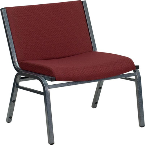 Flash Furniture XU-60555-BY-GG Burgundy Patterned Polyester Upholstery Silver Vein Powder Coated Frame Finish Hercules Series Big and Tall Extra Wide Stacking Chair