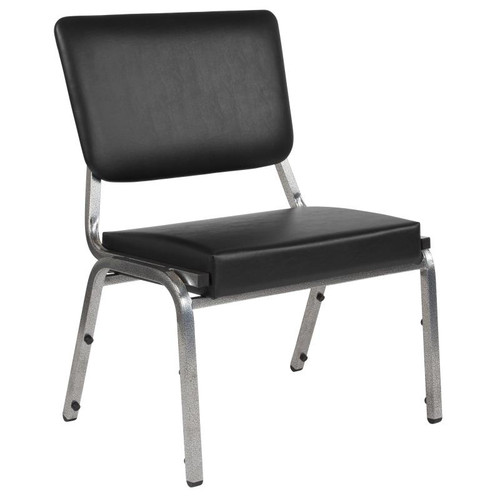 Flash Furniture XU-DG-60442-660-2-BV-GG Black 1500 Lb. Weight Capacity Silver Vein Frame Finish Hercules Series Bariatric Stacking Chair