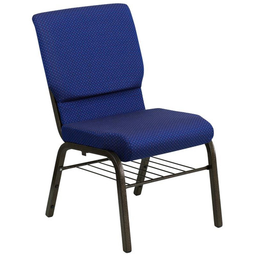 Flash Furniture XU-CH-60096-NVY-DOT-BAS-GG Navy Blue 19" Width Gold Vein Frame Finish Hercules Series Stacking Church Chair