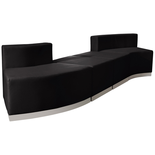 Flash Furniture ZB-803-860-SET-BK-GG Black LeatherSoft Upholstery With Brushed Stainless Steel Base Modular Hercules Alon Series Reception Configuration