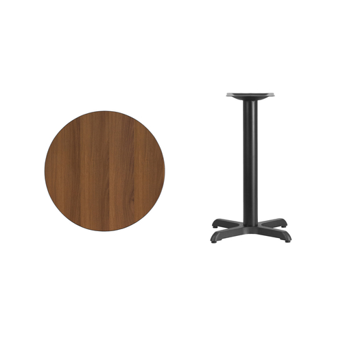 Flash Furniture XU-RD-24-WALTB-T2222-GG 24" Dia. Round Walnut Laminated Dining Height Table with Four Pointed Pedestal Base