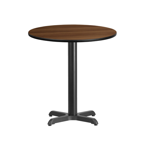 Flash Furniture XU-RD-24-WALTB-T2222-GG 24" Dia. Round Walnut Laminated Dining Height Table with Four Pointed Pedestal Base