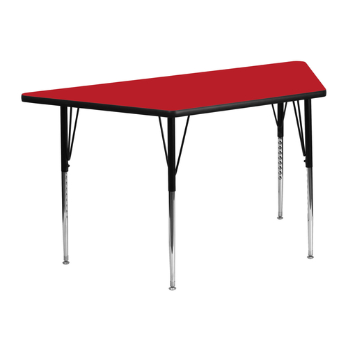 Flash Furniture XU-A2448-TRAP-RED-H-A-GG 46" W x 25.5" D x 21.25" - 30.25" Adjustable Height Trapezoid Red Activity Table