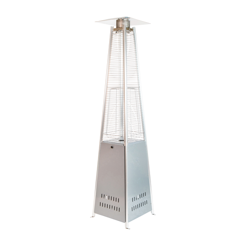 Flash Furniture NAN-FSDC-01-SL-GG Silver Stainless Steel Frame Portable Pyramid Shaped Outdoor Patio Heater - 42,000 BTU
