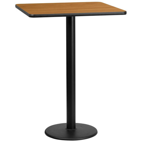 Flash Furniture XU-NATTB-3030-TR18B-GG Natural Laminate Square Plastic Top PVC T-Mold Edge Table