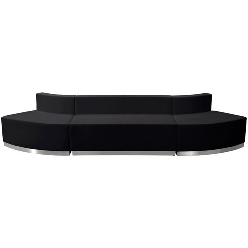 Flash Furniture ZB-803-780-SET-BK-GG Black LeatherSoft with Brushed Stainless Steel Base Modular Hercules Alon Series Reception Configuration