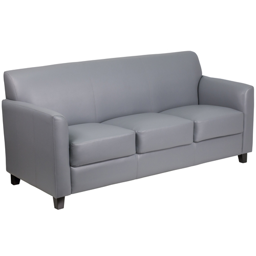 Flash Furniture BT-827-3-GY-GG Gray LeatherSoft with Black Wood Feet Hercules Diplomat Series Reception Sofa