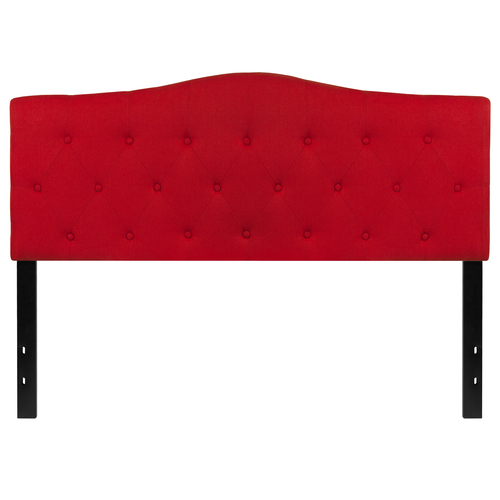 Flash Furniture HG-HB1708-Q-R-GG Red Queen Size Contemporary Style Black Metal Stands with Adjustable Bed Rail Slots Fabric Cambridge Headboard