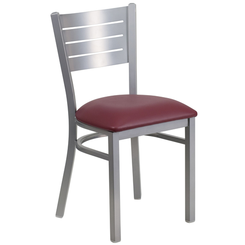 Flash Furniture XU-DG-60401-BURV-GG Metal Cutout Slat Back Burgundy Vinyl Upholstered Seat Hercules Series Restaurant Chair