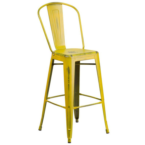 Flash Furniture ET-3534-30-YL-GG Yellow Galvanized Steel Drain Holes In Seat Bar Stool