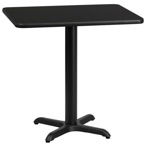 Flash Furniture XU-BLKTB-2430-T2222-GG 30" W Black Cast Iron Column Powder Coated and Laminate Finish Rectangular Table
