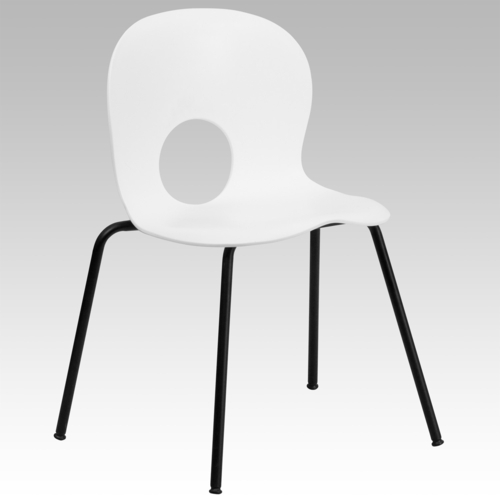 Flash Furniture RUT-NC258-WHITE-GG White Metal Frame Cutout Back Hercules Series Designer Stacking Chair