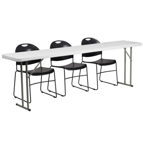 Flash Furniture RB-1896-1-GG Steel Rectangular Folding Training Table Set with 2 Chairs