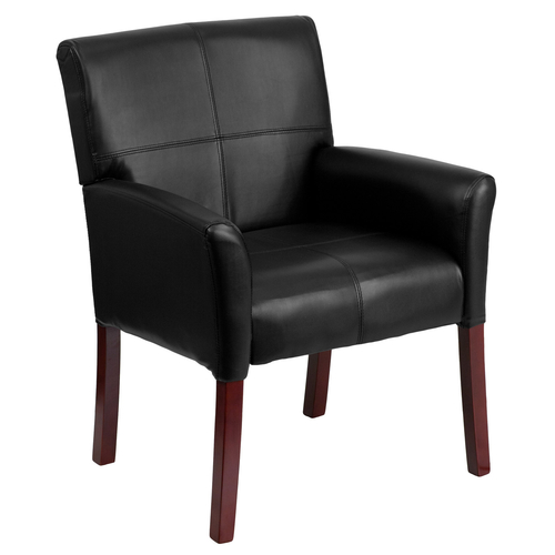 Flash Furniture BT-353-BK-LEA-GG 26.5" W x 23" D x 35.25" H Black High Leg Executive Side Reception Chair