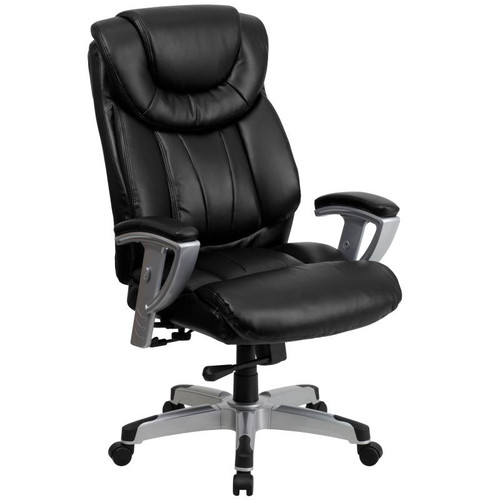 Flash Furniture GO-1534-BK-LEA-GG Black Bonded Leather Padded Arms High Back Design Hercules Series Big & Tall Executive Swivel Office Chair