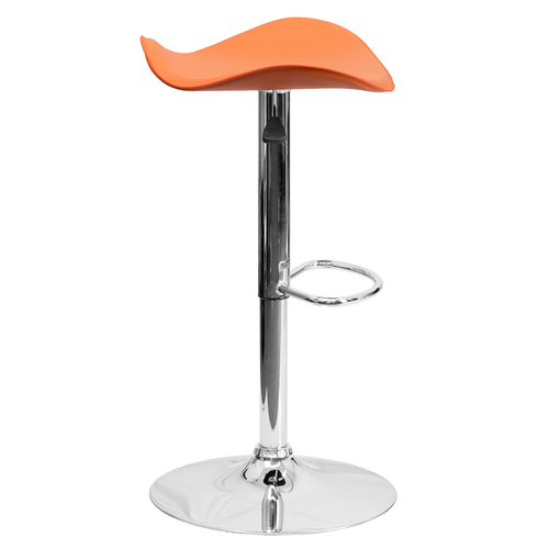 Flash Furniture CH-TC3-1002-ORG-GG Orange Vinyl with Contemporary Style Chrome Base Backless Swivel Bar Stool
