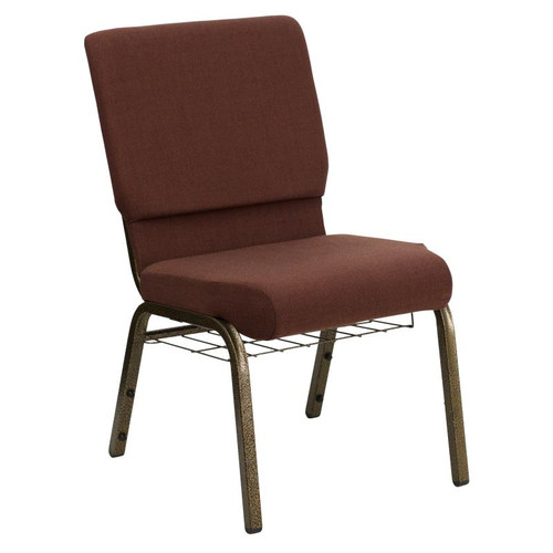 Flash Furniture FD-CH02185-GV-10355-BAS-GG Brown 19.25" Width Gold Vein Frame Finish Hercules Series Stacking Church Chair