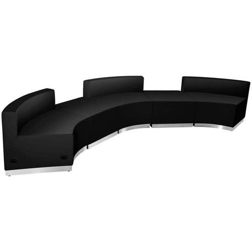 Flash Furniture ZB-803-810-SET-BK-GG Black LeatherSoft with Brushed Stainless Steel Base Modular Hercules Alon Series Reception Configuration