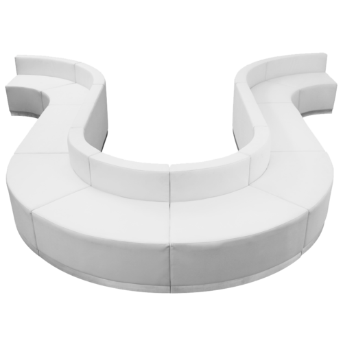 Flash Furniture ZB-803-440-SET-WH-GG White LeatherSoft with Brushed Stainless Steel Base Modular Hercules Alon Series Reception Configuration