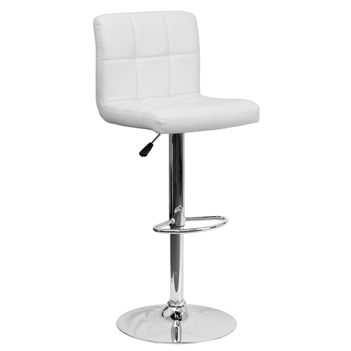 Flash Furniture DS-810-MOD-WH-GG White Vinyl with Contemporary Style Chrome Base Swivel Bar Stool